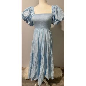 Billy J. Light blue NWOT puff sleeves smocked dress size 8